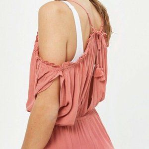 Topshop Boho Cold Shoulder Playsuit Romper M Pink
